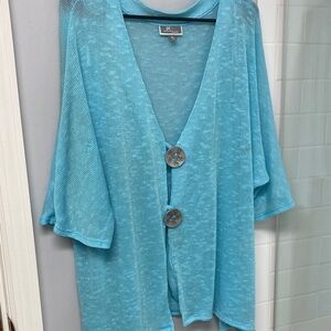 Light Blue Knit Cardigan with Button Detail
